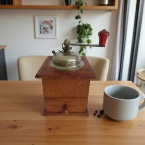 Vintage Hand Crank Wood Coffee Grinder Mill